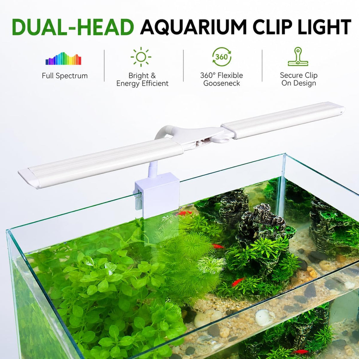 Aquarium Light Clip on Fish Tank Light Full Spectrum Plants Lights