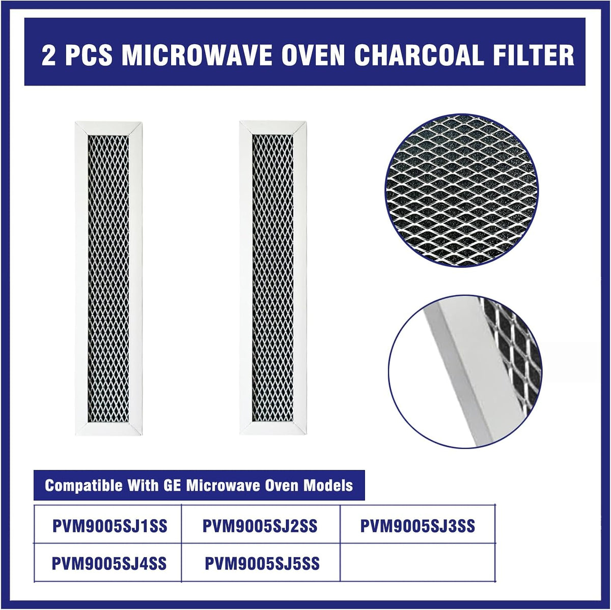 2 Pcs Microwave Charcoal Filter Mesh for GE PVM9005SJ2SS, PVM9005SJ3SS