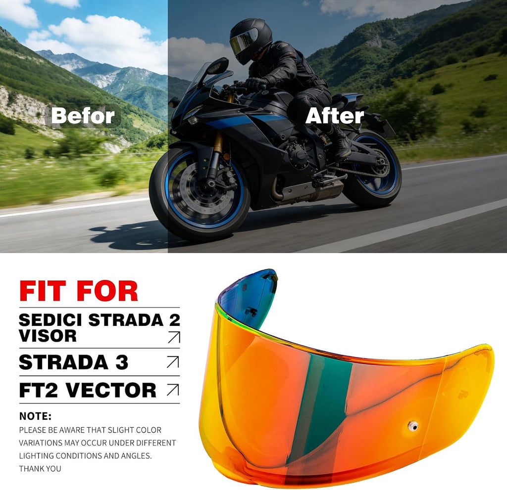Helmet Visor Shield For SEDICI Strada II/Strada 3/ FT2 VECTOR Helmet | Impact Resistant,UV400 Protection,Motorcycle