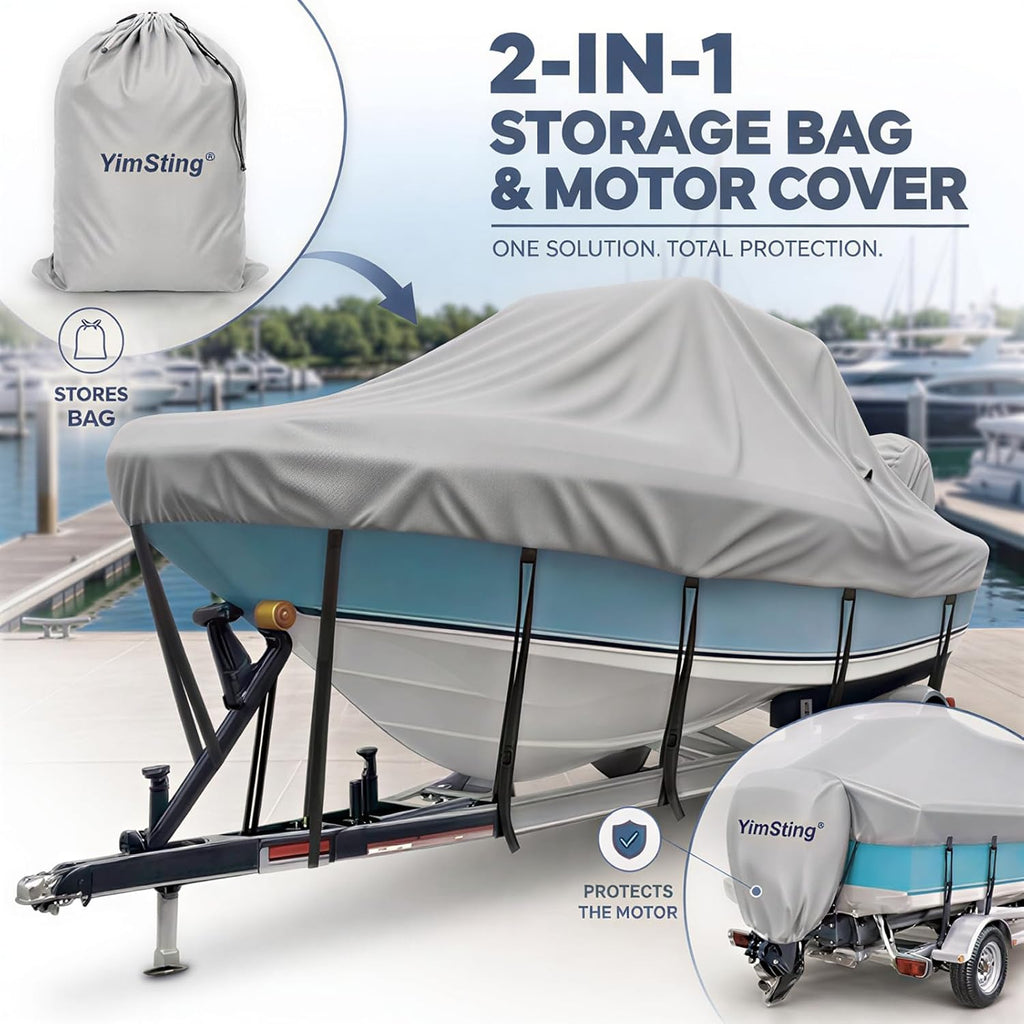 T Top Boat Cover 22-24 FT, Fits T-Top Roof Boats up to 106" Beam | Boat Cover for Center Console Boat, 1200D Heavy