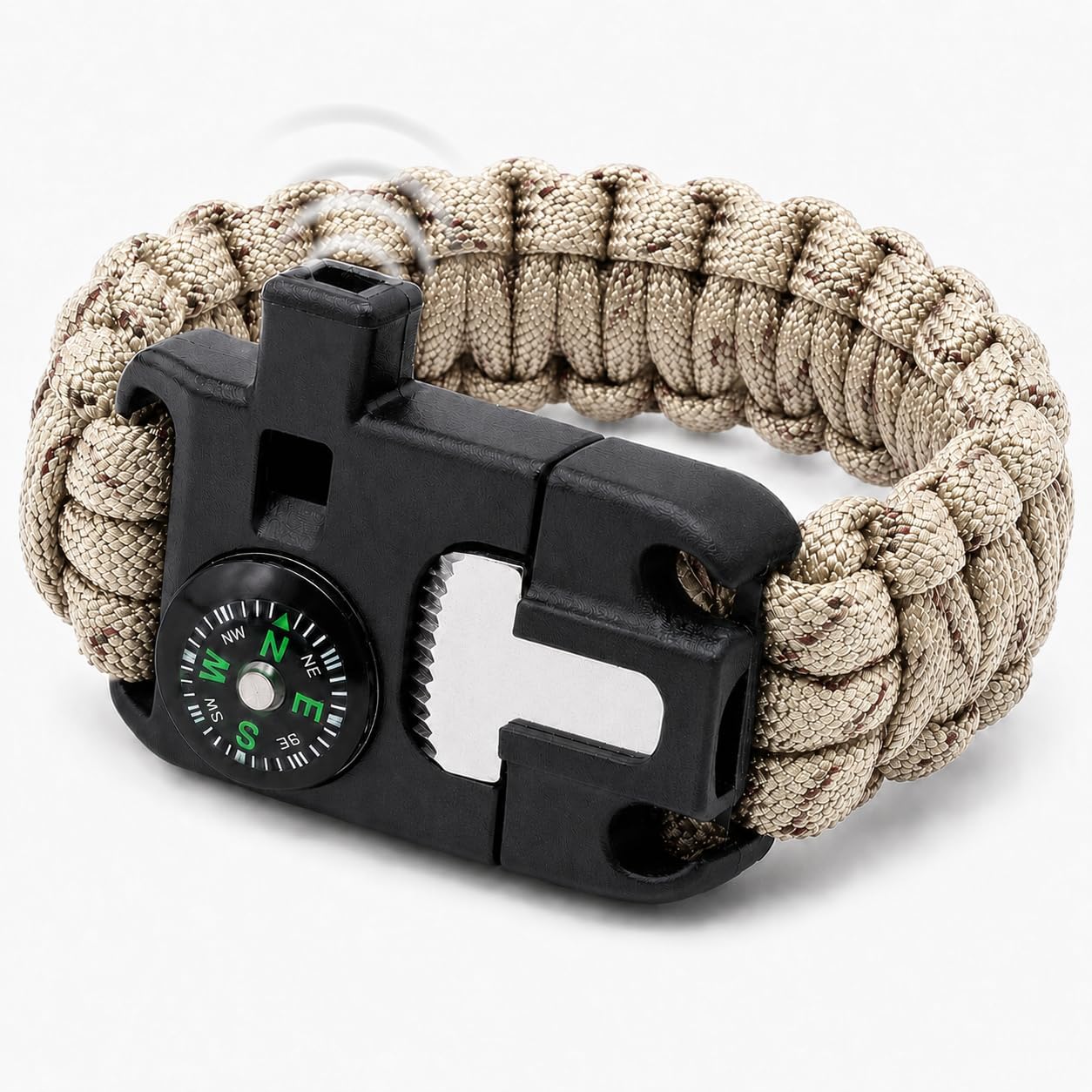 Sports Whistle, 6-in-1 Survival Whistle with Compass & Fire Starter | ABS Plastic & Paracord, Compact Wristband