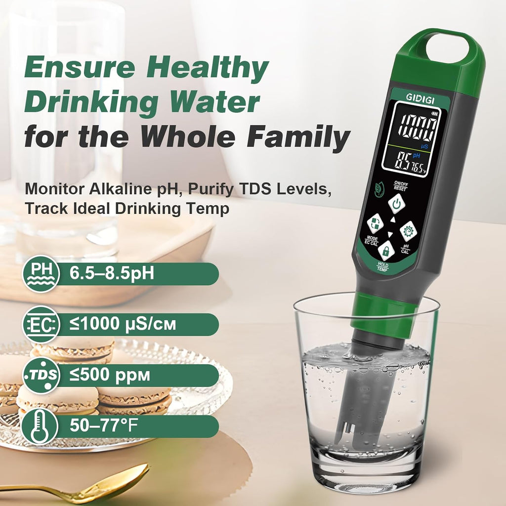 Hydroponic Nutrient Tester pH Meter, Digital TDS PPM Meter for Water | ATC/AAA Battery/Calibration Kit/pH Reset, 4 in