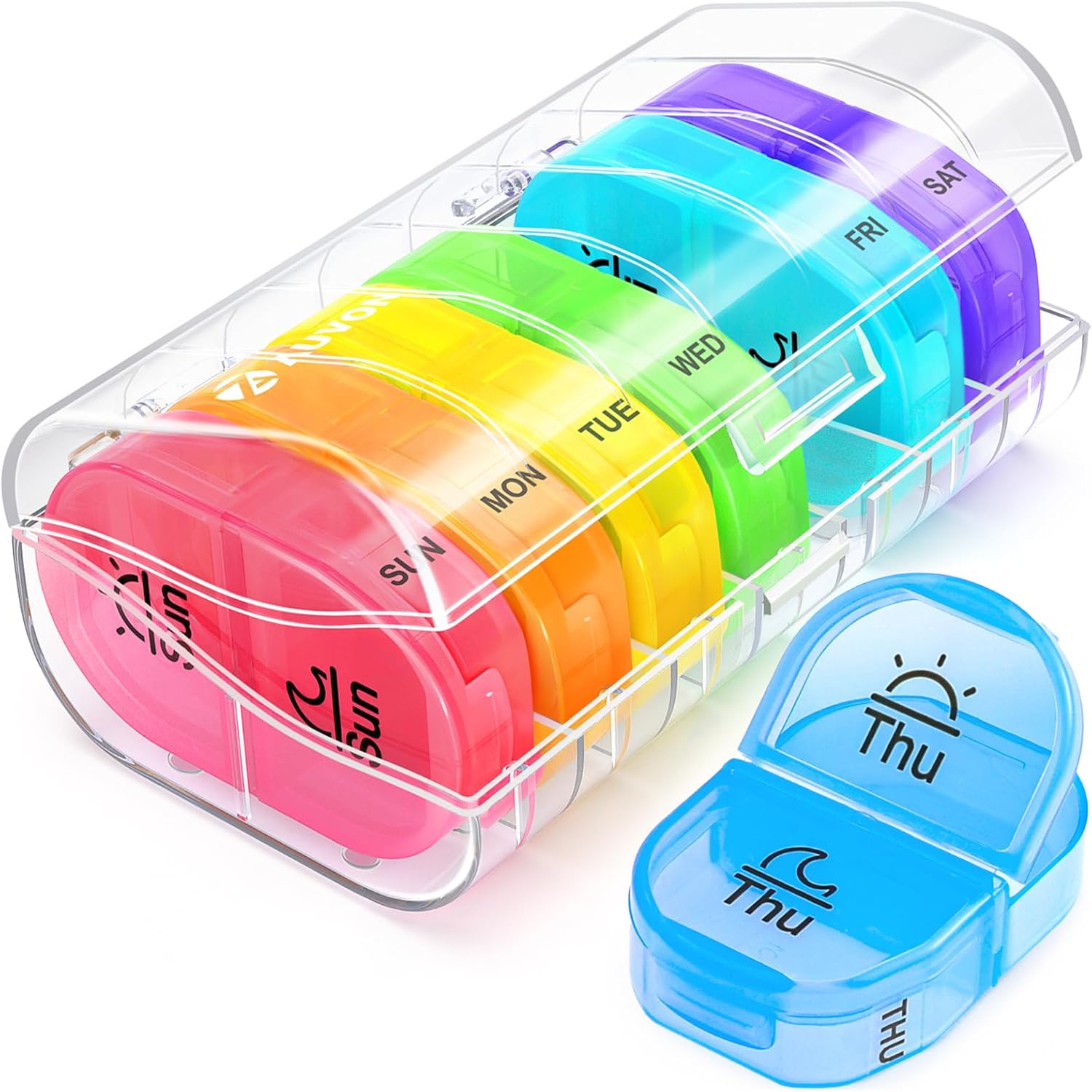 Pill Box 2 Times a Day, Weekly Pill Organizer AM PM with 7 Daily Pocket Case to Hold Vitamin, Medicine, Medication