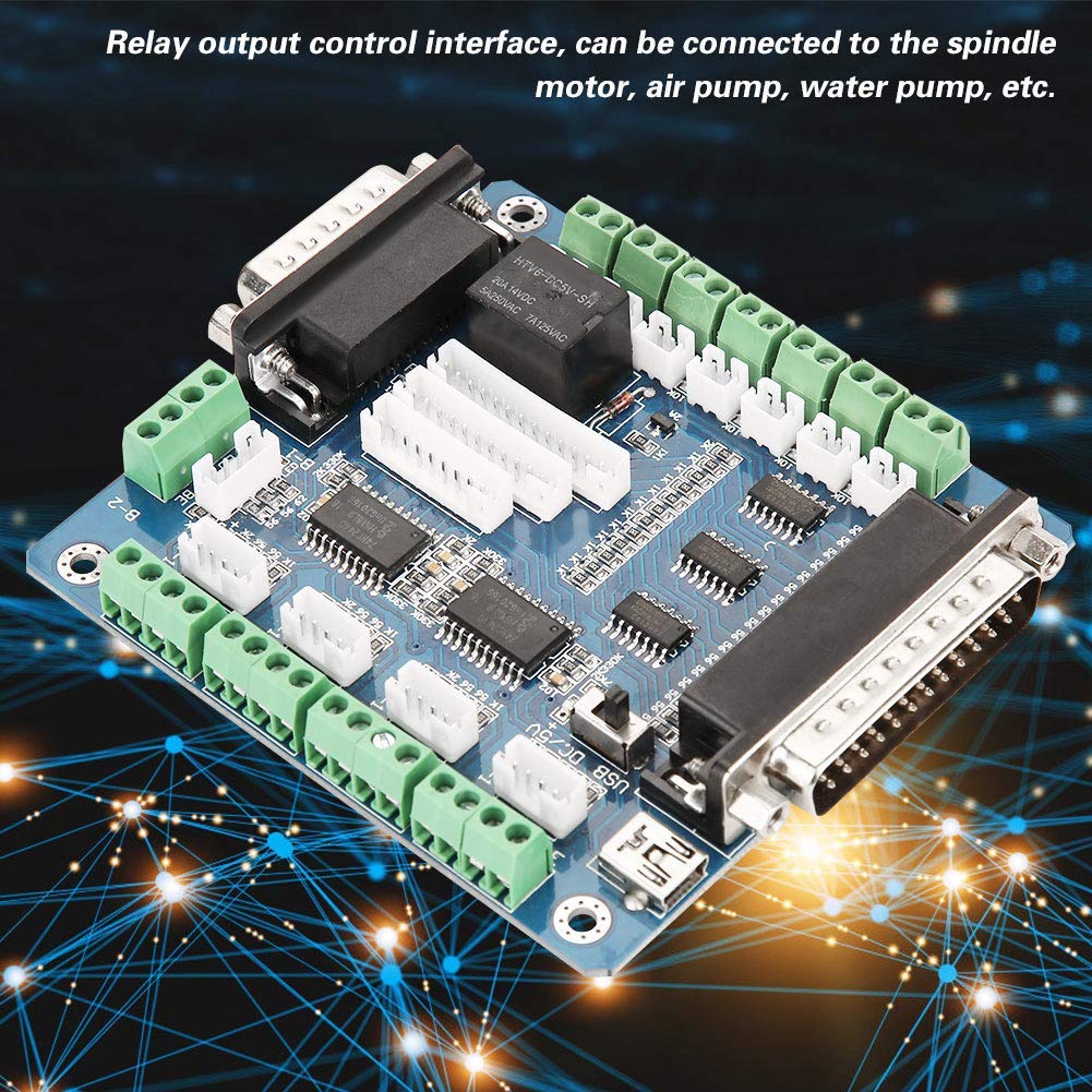5 Axis CNC Breakout Board, USB Interface, Optocoupler Isolated