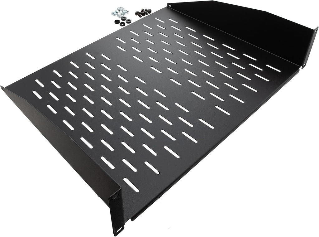 NavePoint 2U 19-Inch Universal Vented Rack Mount Cantilever Server Cabinet Shelf 14-Inches Deep Black