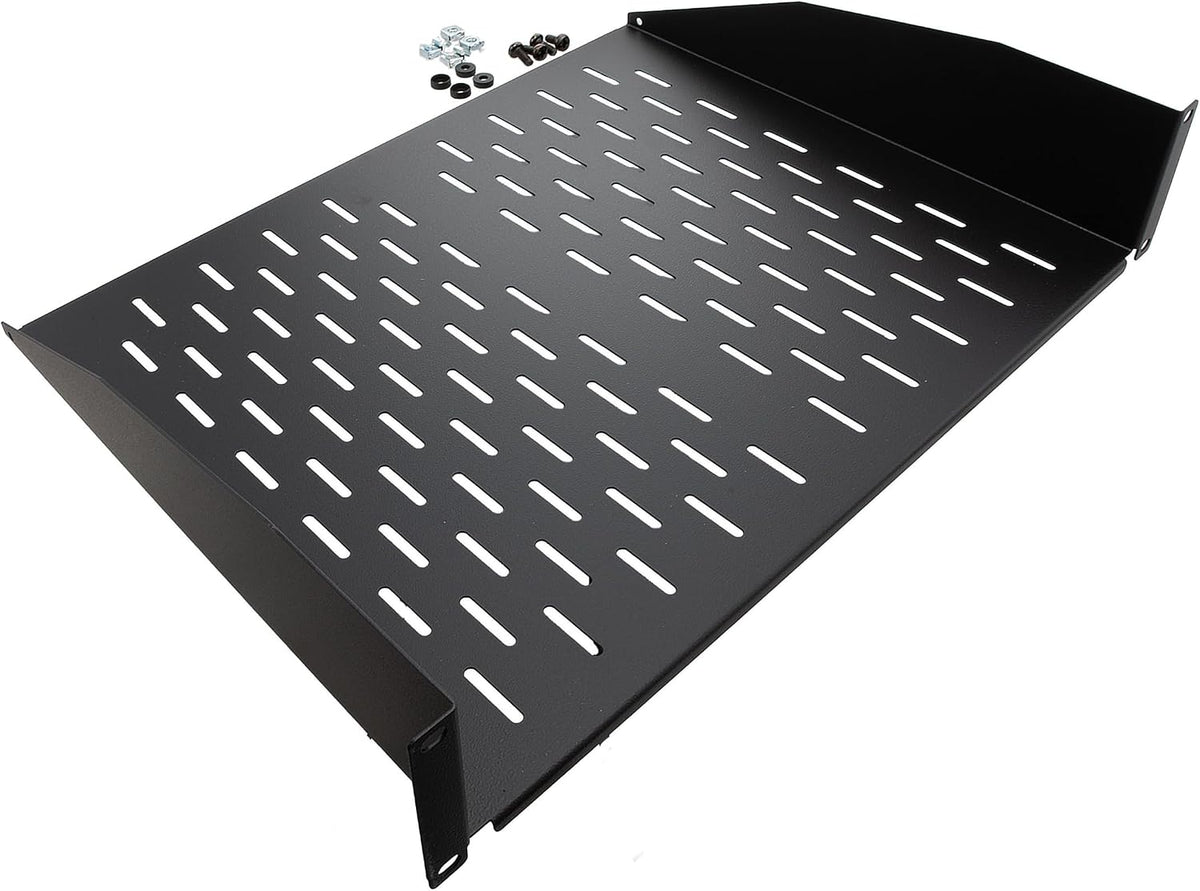 NavePoint 2U 19-Inch Universal Vented Rack Mount Cantilever Server Cabinet Shelf 14-Inches Deep Black