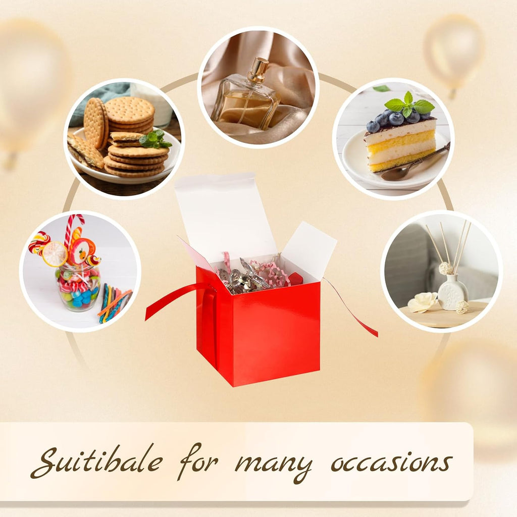 48 Pcs Wedding Gift Boxes with Lids Ribbon,Red,2 Inch
