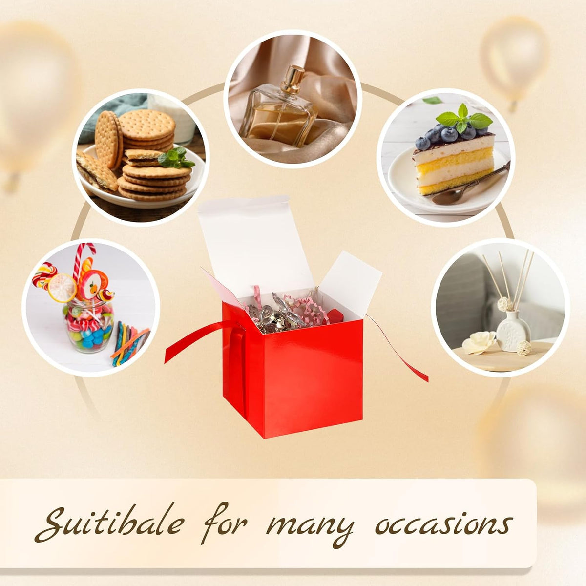 48 Pcs Wedding Gift Boxes with Lids Ribbon,Red,2 Inch
