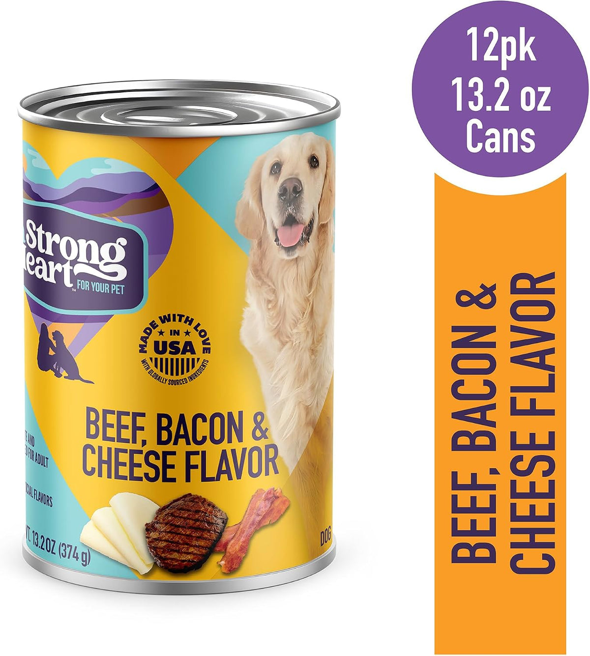 A Strong Heart Beef, Bacon & Cheese Dog Food Loaf, 13.2oz, 12pk