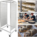 Adjustable Bun Pan Rack 25 Tier with Brake Wheels, Bakery Sheet Rack