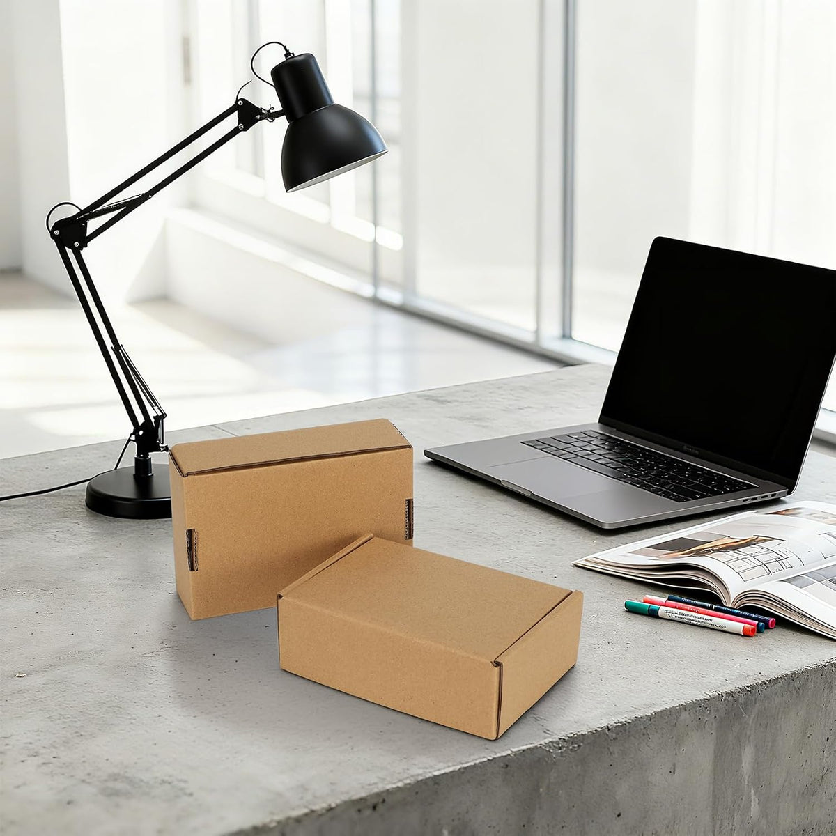 6x4x2 inches Shipping Boxes Set of 25, Brown Corrugated Cardboard Box Literature Mailer