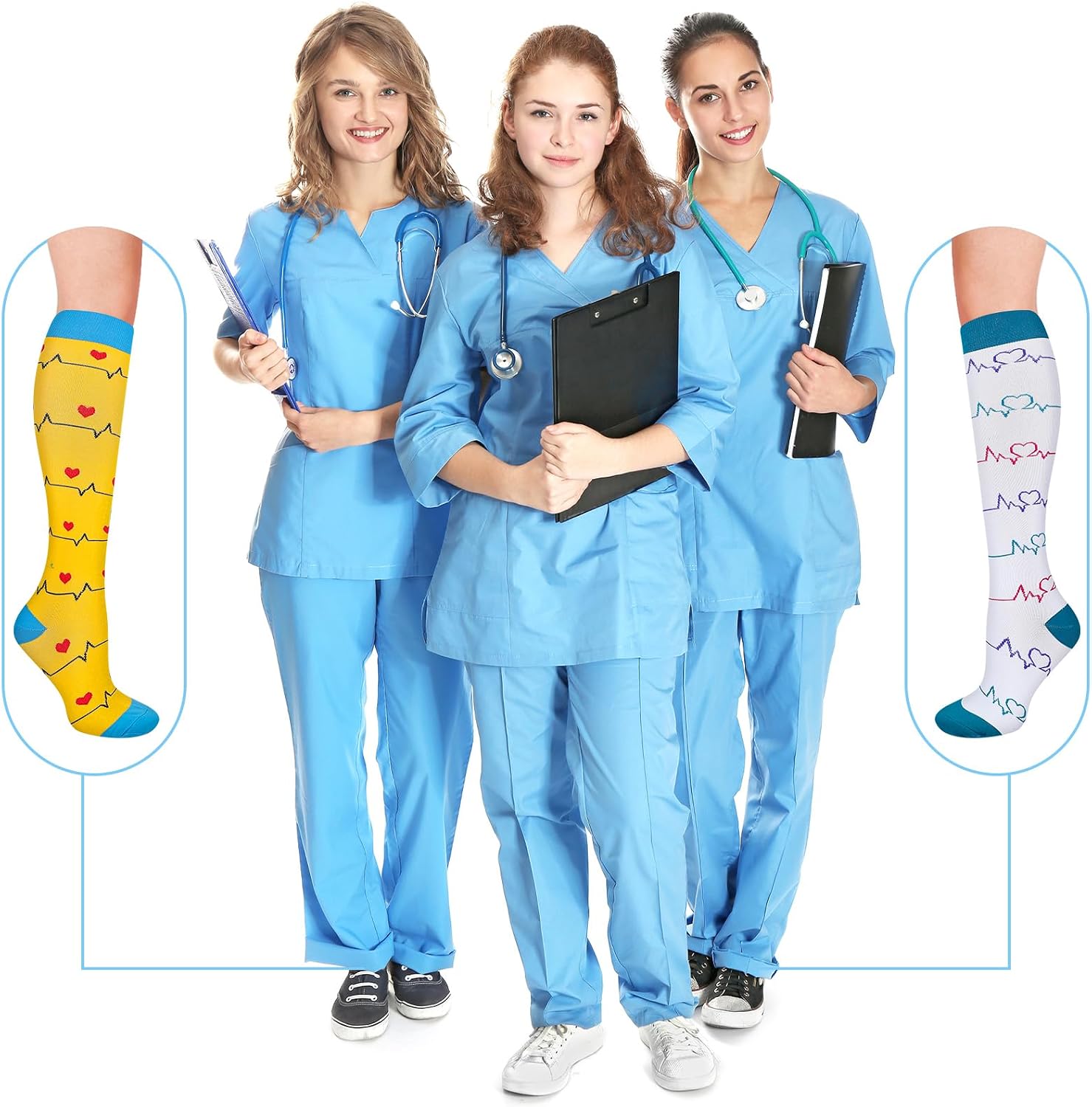 20 Pairs Nurse Compression Socks for Women Men for Nurses Week Appreciation Gift Circulation Medical Running Athletic