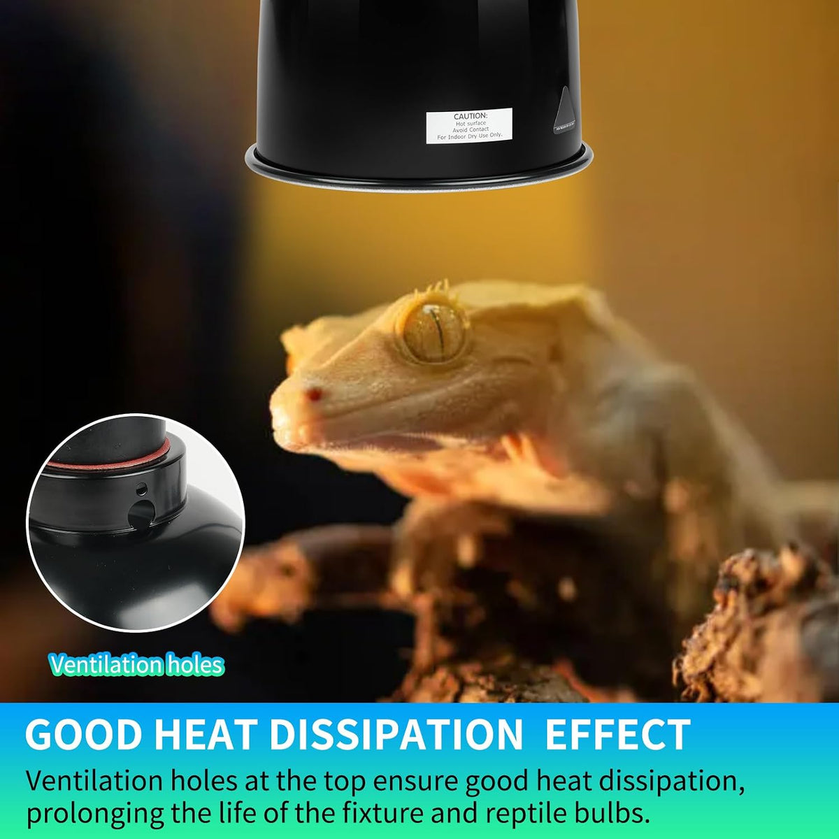 Reptile Light Fixture with Dimming Thermostat & Timer, Aluminum 5.5inch Deep Dome Reptile Lamp Fixture, Heat Lamp
