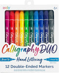 Calligraphy Duo - 12 Double Ended Calligraphy Pens for Writing & Hand Lettering, Dual Tip Pens for Beginners or Kids