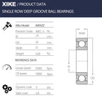 XIKE 6005ZZ Shielded Deep Groove Ball Bearings, 25x47x12 mm, 4-Pack