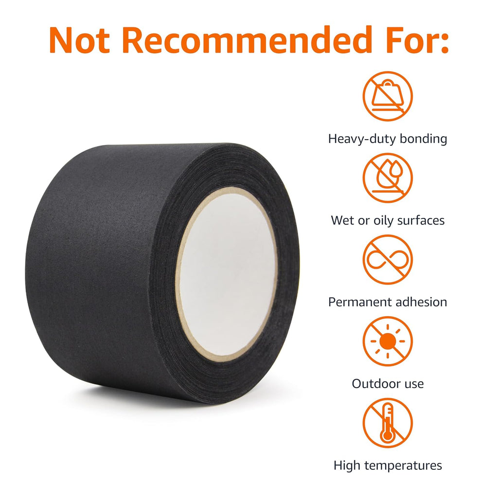 No Residue, Non-Reflective Gaffers Tape for Photography and Filming, Removable Strong Adhesive for Cords, 3 inch x 90