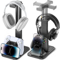 Gaming Headset & Controller Stand, Rotating Headphone Storage with Controller & Phone Holder, Game Desk Storage with