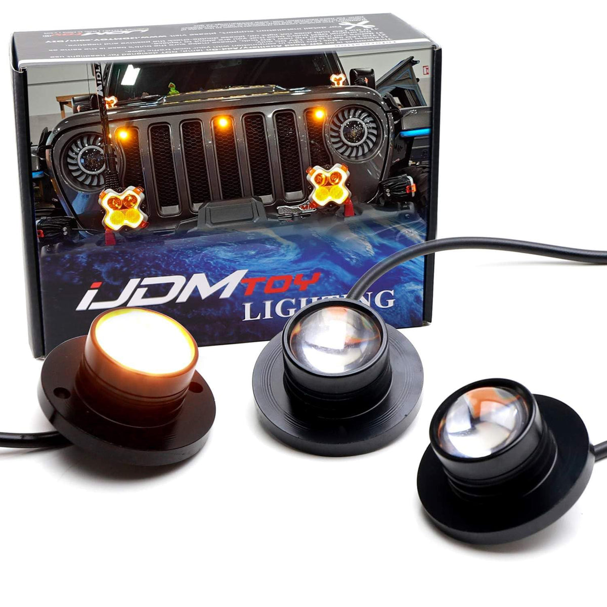 iJDMTOY LED Grille Marker Light Kit For Jeep Wrangler JL/Gladiator JT