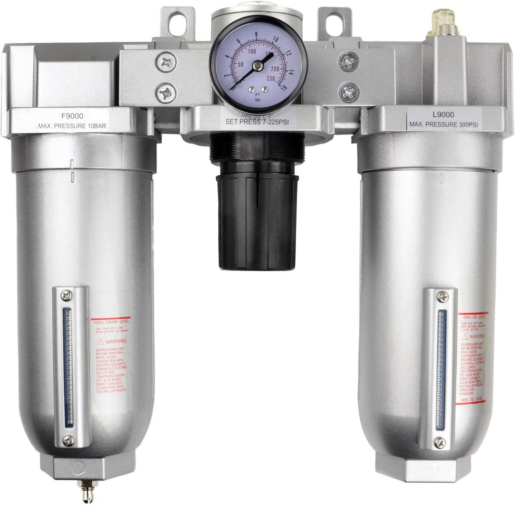 THB 1" Compressed Air Moisture Filter Regulator Lubricator Combo w Auto Drain