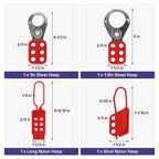 Electrical Lockout Tagout Kit, 3 Keyed Different Safety Padlocks