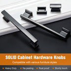 20 Pack Square Matte Black Kitchen Cabinet Knobs Black Drawer Dresser Knobs Cabinet Handles for Cupboard Closet