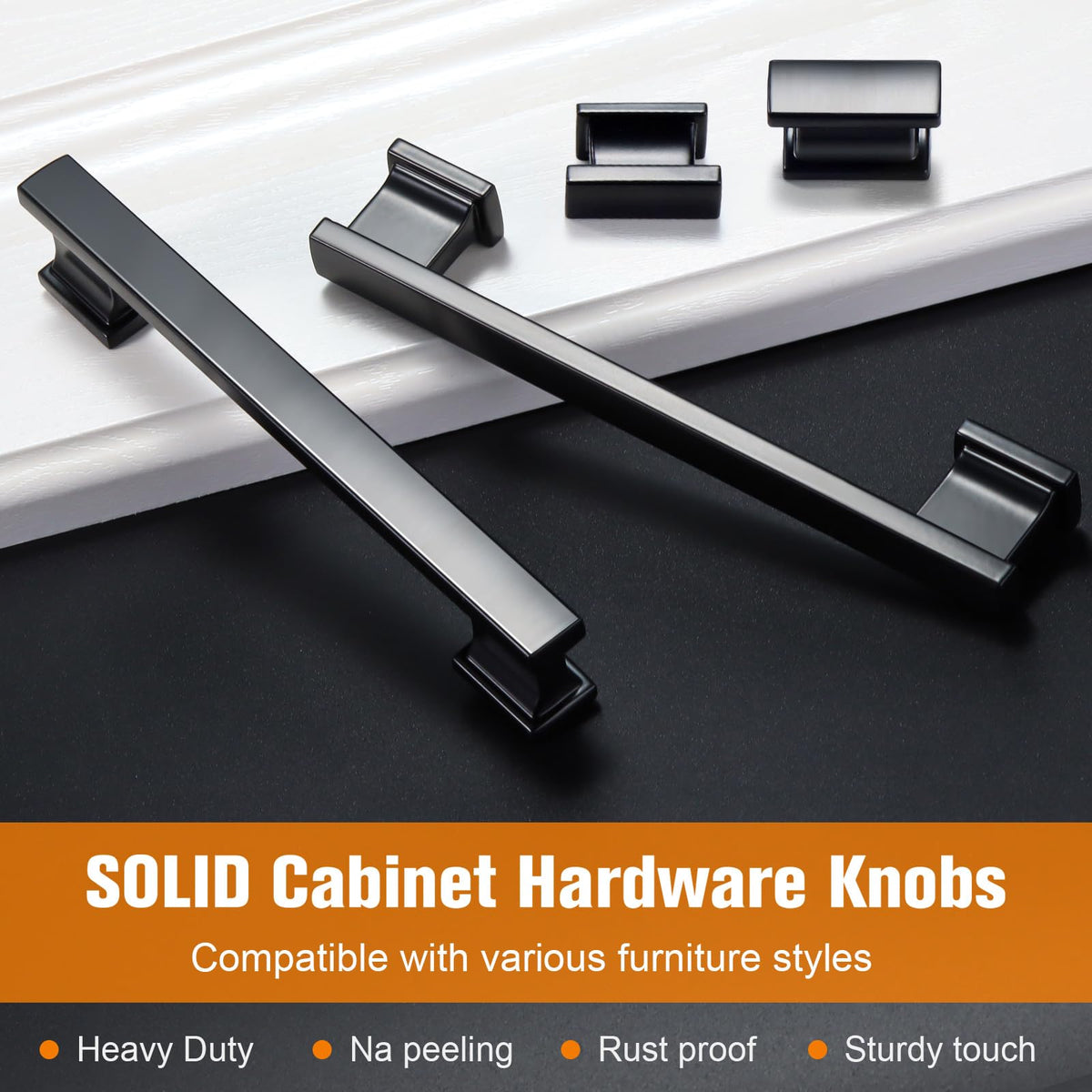 20 Pack Square Matte Black Kitchen Cabinet Knobs Black Drawer Dresser Knobs Cabinet Handles for Cupboard Closet