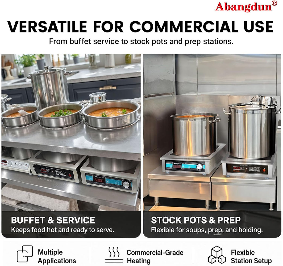 3500W Commercial Induction Cooktop, 220V Single Countertop Burner