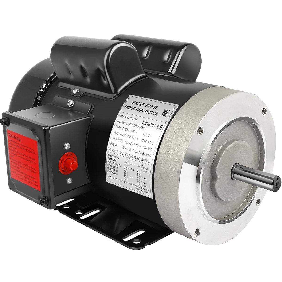 2HP General Electric Motor 1750RPM Single Phase 115/230V CW/CCW TEFC