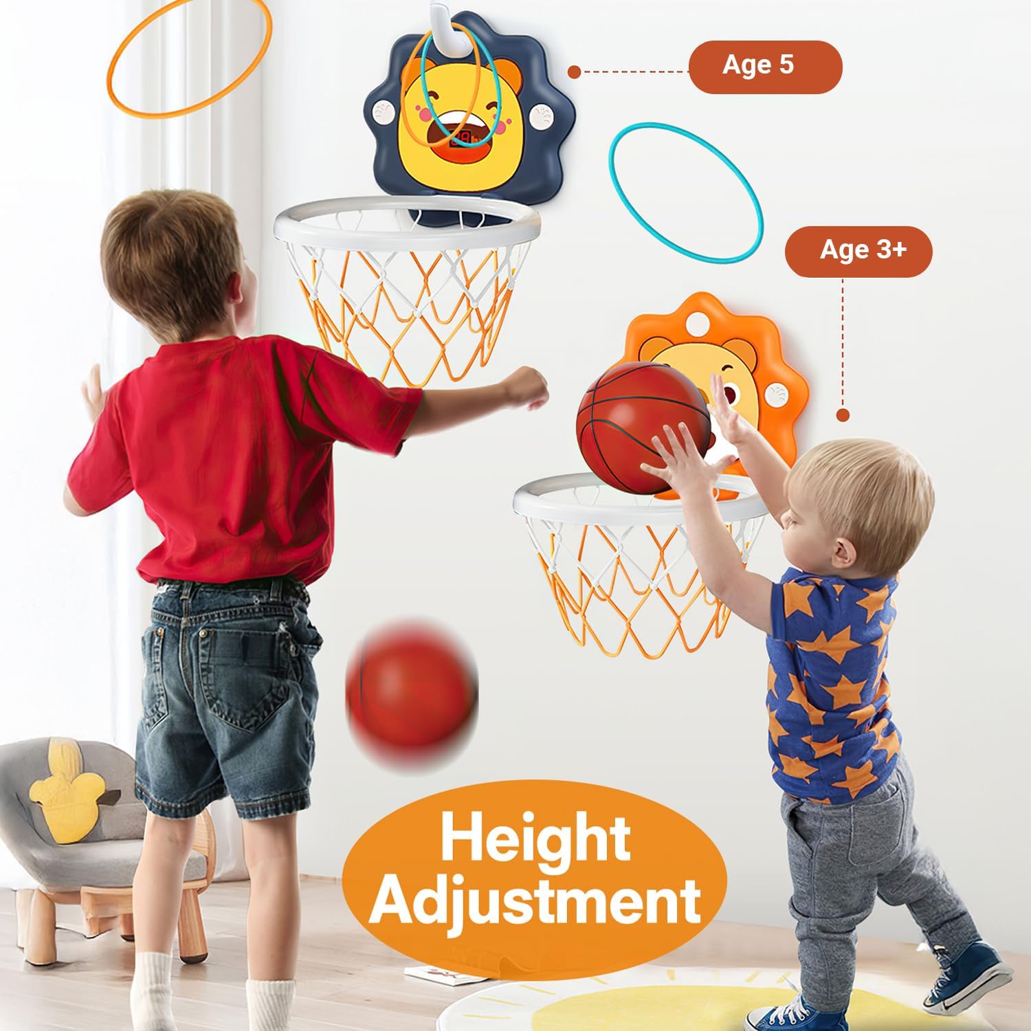 Toddler Kids Basketball Hoop Indoor Toys,Scoreboard Portable Design Adjustable Height,Christmas Birthday Baby Toddler