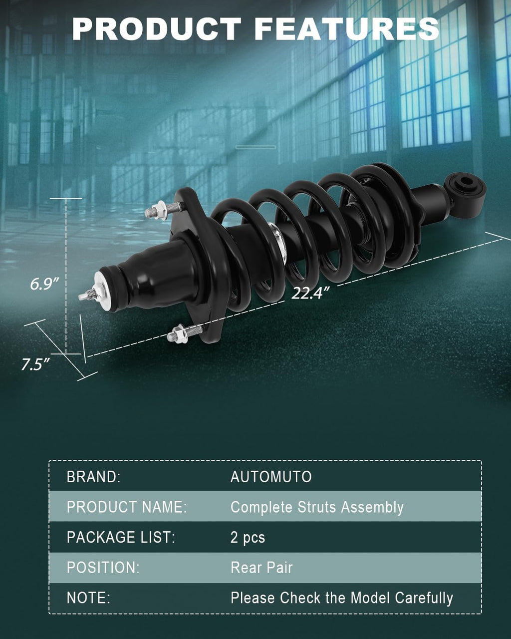 AUTOMUTO Rear Strut Spring Assembly for Honda CR-V 4WD AWD FWD 2007-2011