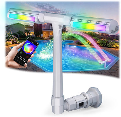 Pool Fountain for Above and Inground Pools, APP Smart Control Pool Lights with 16 Color LED Lights, Waterfall