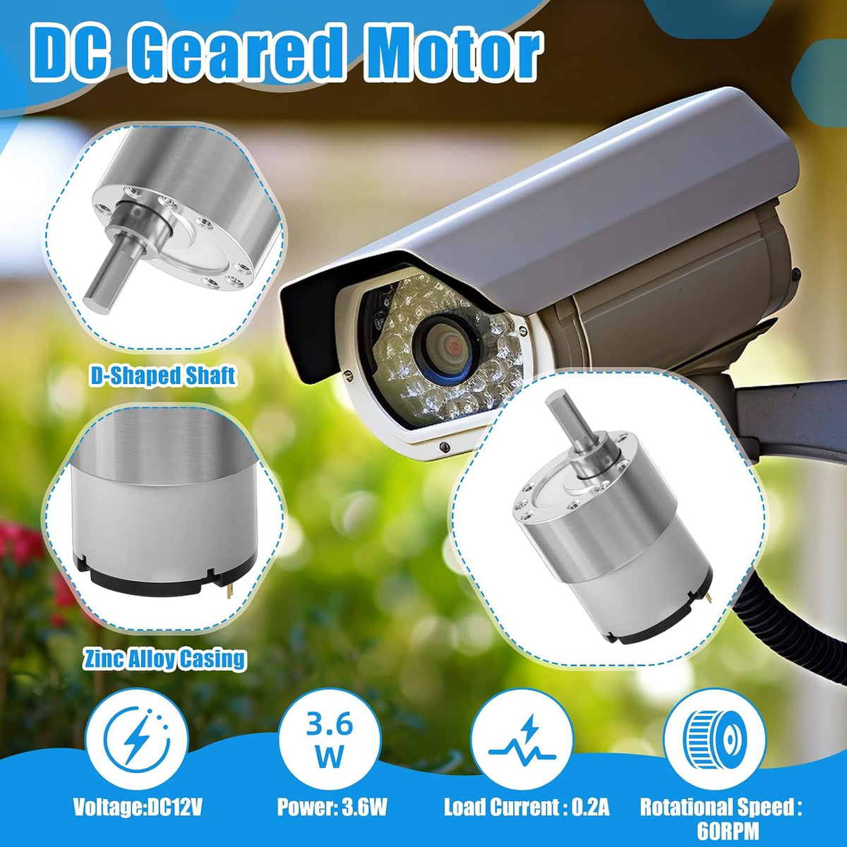 Copkim 12V DC Geared Motor Kit, 60rpm