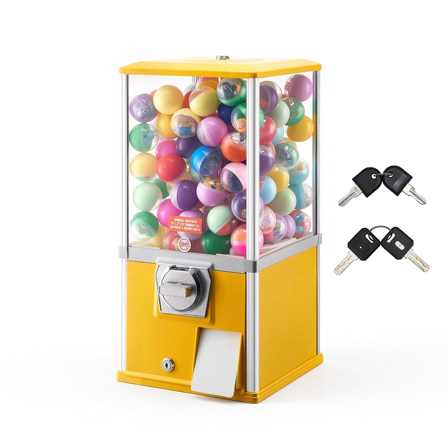 Gumball Machine, 21 inch Candy Vending Machine Dispenser, 25-Cent Vending Machines for Shopping Malls, Supermarkets