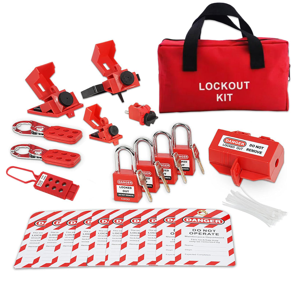 Electrical Lockout Tagout Kit, Lock Out Tag Out Kits with Safety Padlocks