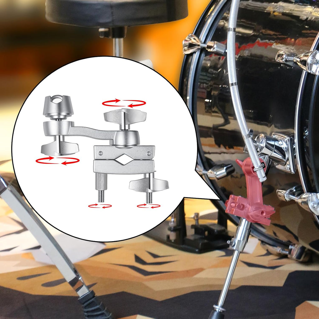 Snare Drum Cymbal Clamp，Cymbal Expansion Clip,Silver | Cymbal Extension Mount Clamp for Splash, Crash and Effects
