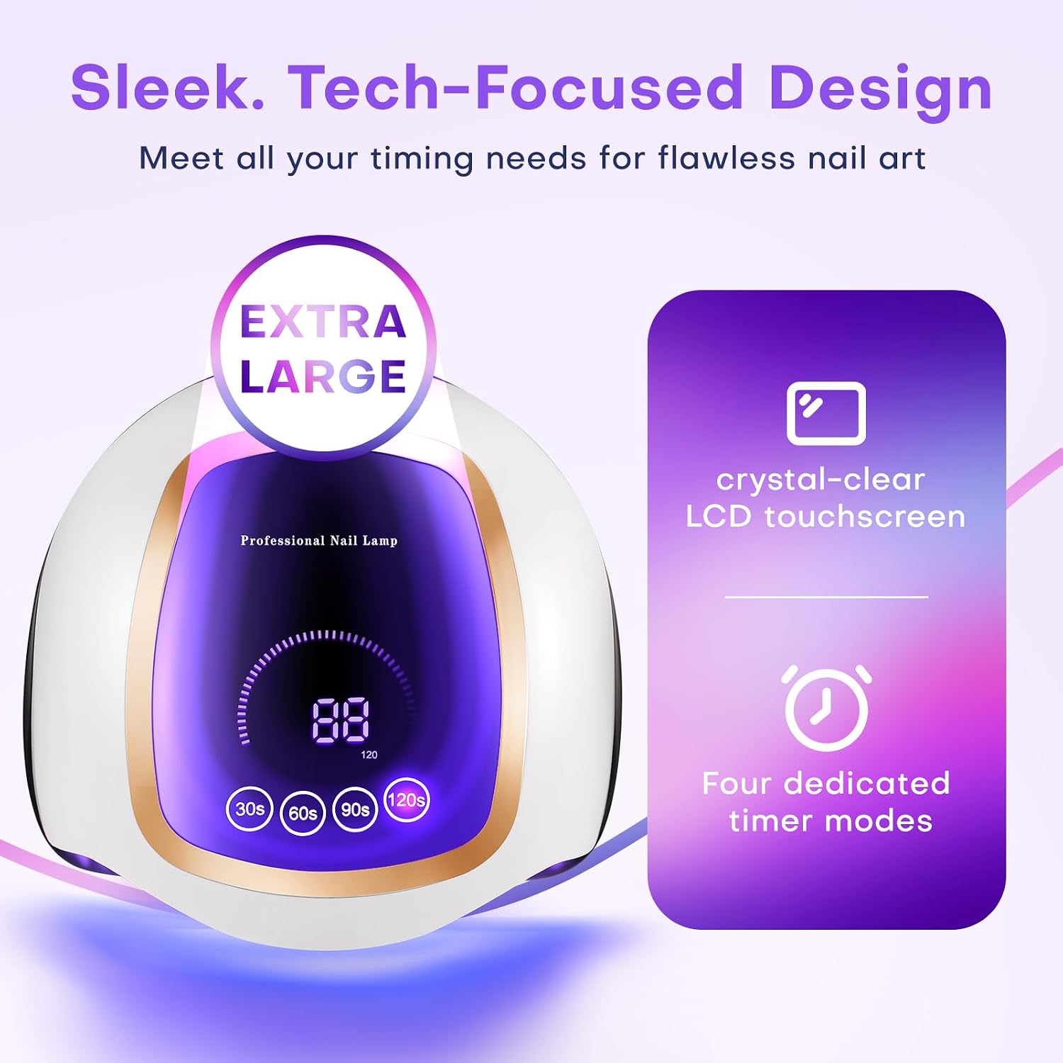 UV Nail Lamp, 180W LED Nail Dryer for Gel Polish, Touch Screen, 42 Beads | Auto Sensor Curing Light with LCD Display