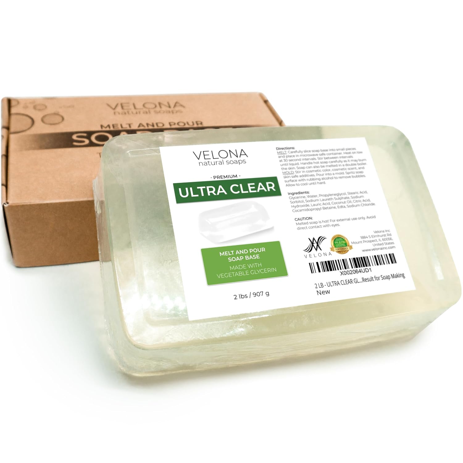 2 lb - Ultra Clear Glycerin Soap Base, Melt & Pour, Transparent