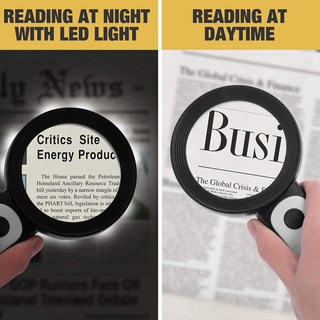 Magnifying Glass with Light, Handheld Large Magnifying Glass 18LED Cold and Warm Light with 3 Modes, Illuminated