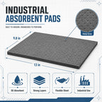 Hoolerry 100 Pcs Oil Absorbent Pad for Spill, 9.8 x 13 Inch, Gray