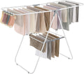 Clothes Drying Rack, with Sock Clips, Metal Laundry Rack, Foldable, Space-Saving, Free-Standing Airer, with 2