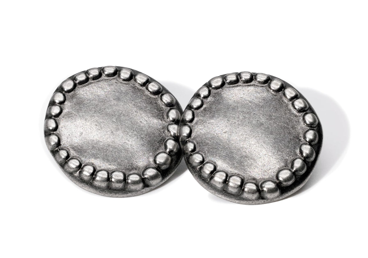12 Pieces Stone Circle Metal Shank Buttons. 20mm (3/4 inch)(Gray Silver)