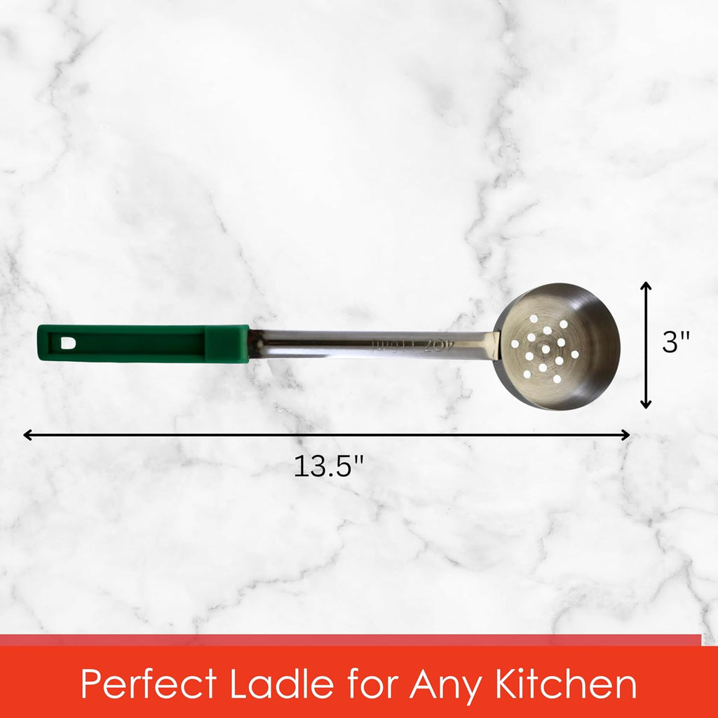 4 oz Slotted Stainless Steel Portion Control Ladle Spoodle - [Pack of 2] | Commercial-Grade Spoodle for Portioning