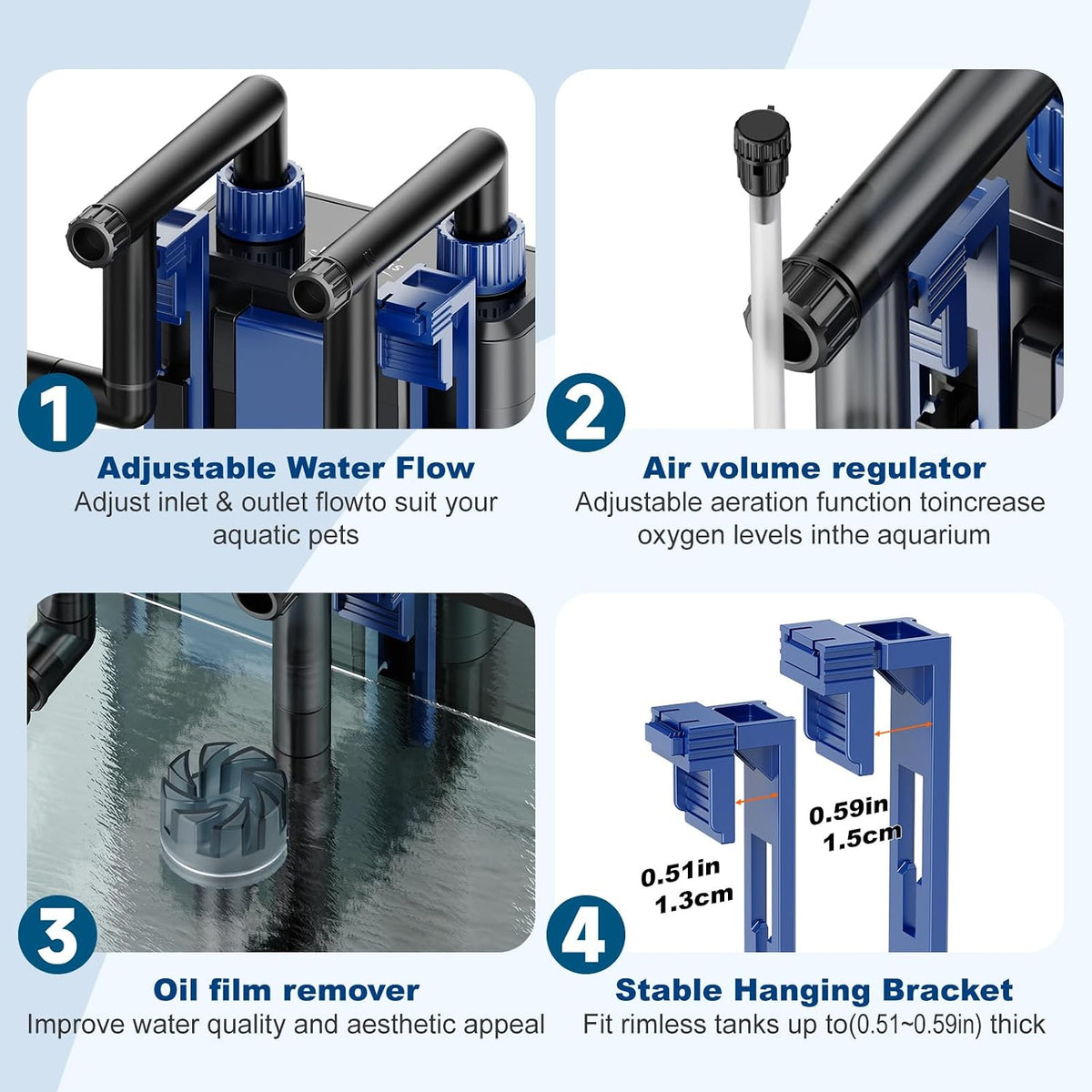 Hang-On-Back Aquarium Filter (8W, 14-26 Gal)