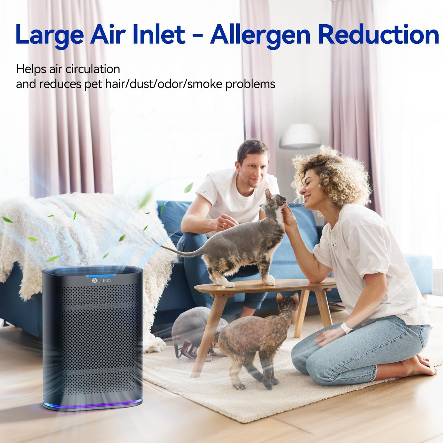 Pet Air Purifiers, Black | Covers 2,100 Ft² Large Rooms, H13 HEPA Filter, Air Quality Monitor, Auto Mode, Removes