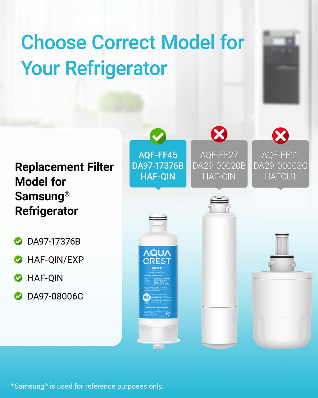 Water Filter, Replacement for Samsung DA97-17376B, 3 Pack