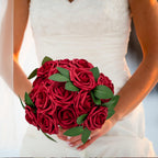 100Pcs Artificial Flowers Dark Red Rose Real Looking Fake Roses