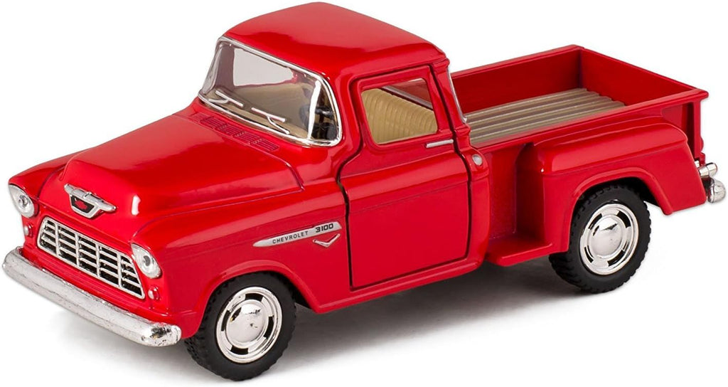 1955 Chevrolet Stepside Pickup Truck, 1:32 Scale, Die Cast Metal, Red, 5 Inch