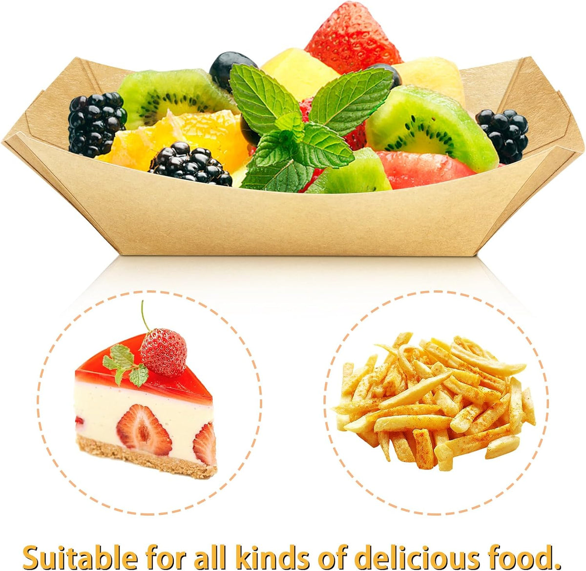 200 Pack 1/4lb Kraft Paper Food Boats, Mini Nacho Trays Bulk for Party Snacks