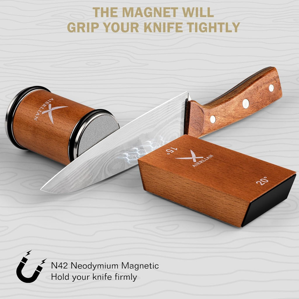Knife Sharpener Tool, Rolling Knife Sharpener Kit, Knife Sharpening with Diamonds and Ceramic for Steel of Any