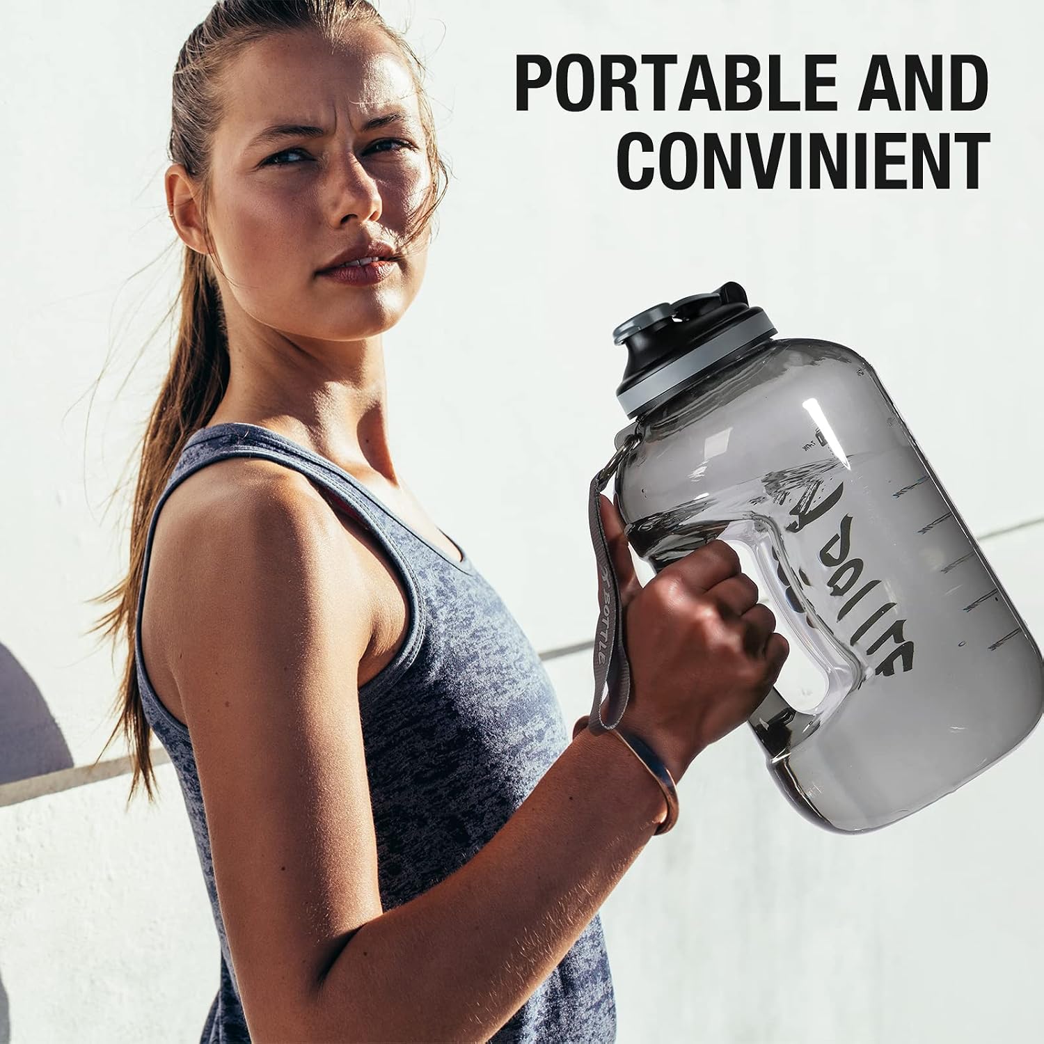 1 Gallon BPA Free Dishwasher Safe 128oz Large Water Bottle with Motivational Time Marker and Handle - Leak-proof Big